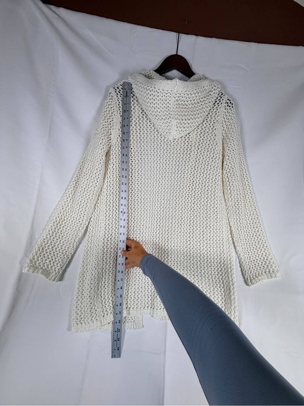 JOIE Women’s Size S Sweater Cardigan Hooded Open Front Sparkly Shimmer Knit - Picture 11 of 13